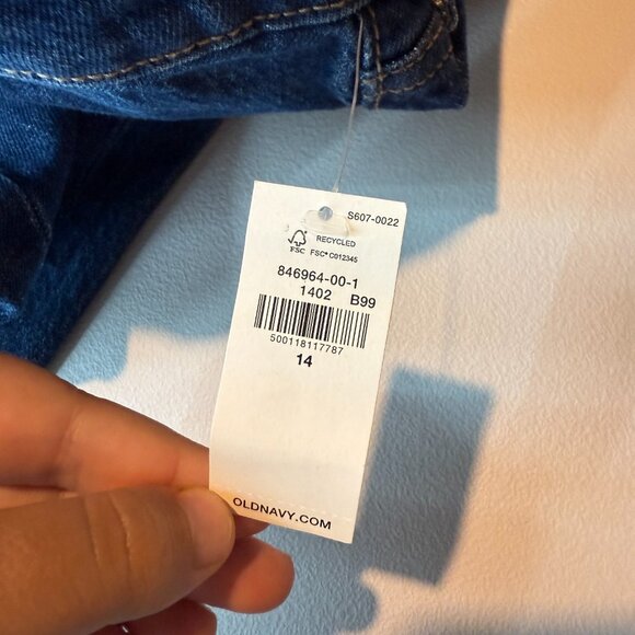 Old Navy Women 14 Wide Leg Jeans Dark Wash Denim Mid Rise Cotton Blend Modern - Picture 5 of 11